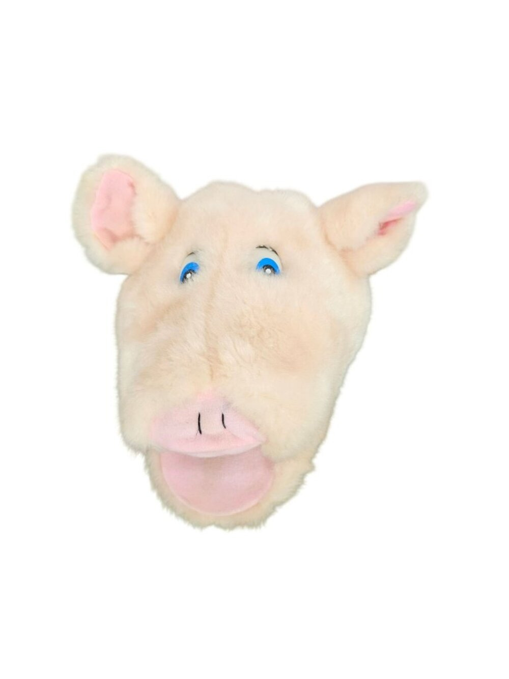 POOF SLINKY Pig Head Hand Puppet Pink Piglet Stuffed Plush Toy Sound
